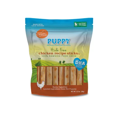 Canine Naturals® PUPPY Hide Free Chicken 5" Stick (10 Pack)