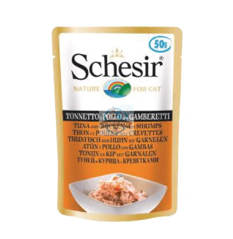 Schesir Cat Pouch Tuna and Chicken with Shrimps