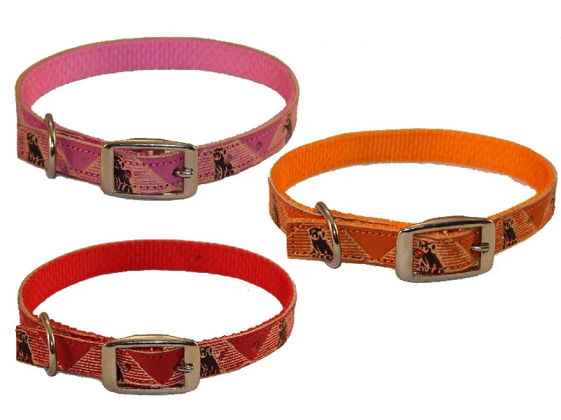 BARGAIN BIN CuteNfuzzy Hand Painted Leather Overlay Dog Collars 14"-18"