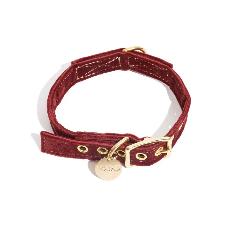 Burgundy Washable Velvet Cat & Dog Collar