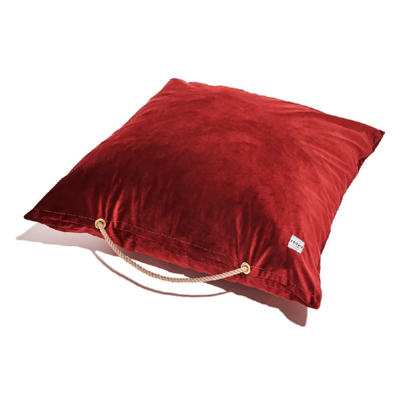 Burgundy Washable Velvet Dog Bed