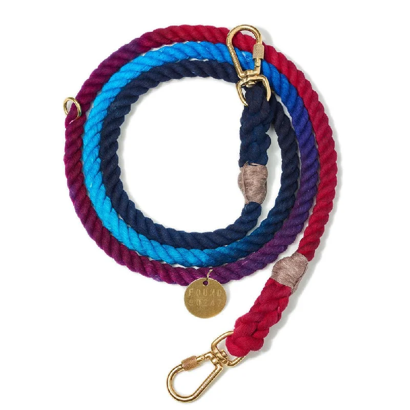 Dark Multi Ombre Cotton Rope Dog Leash, Adjustable