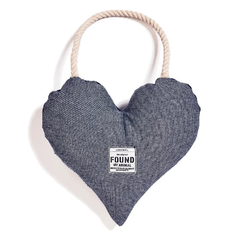 Found My Animal Heart Rope Denim Dog Toy