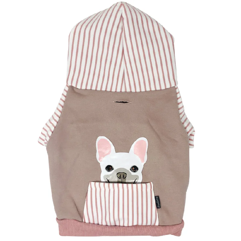 French Bulldog hoodie in pink | Frenchie Clothing | White Frenchie dog