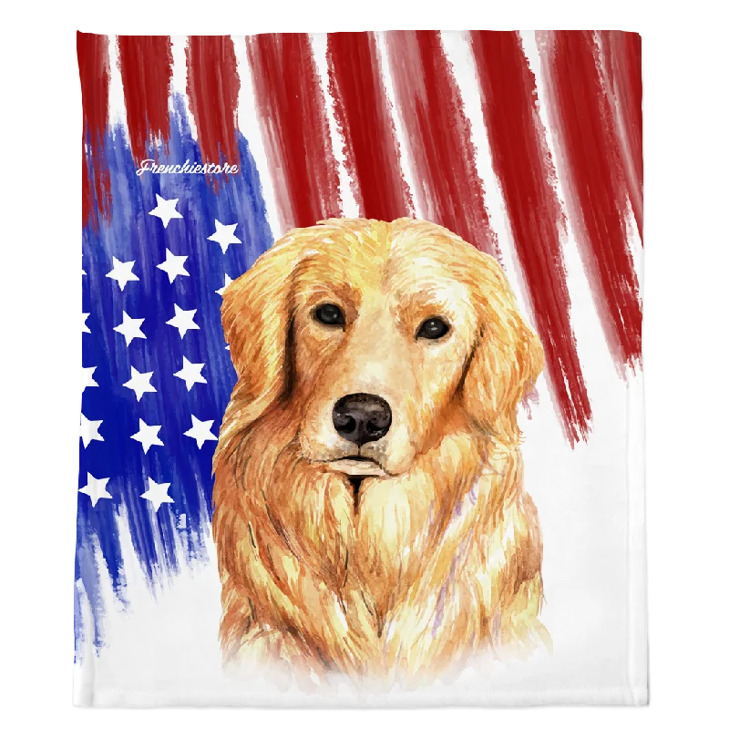 Golden Retriever Dog Blanket | Patriotic dog in Watercolors