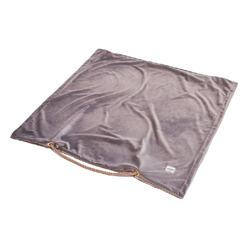 Grey Washable Velvet Dog Bed Cover