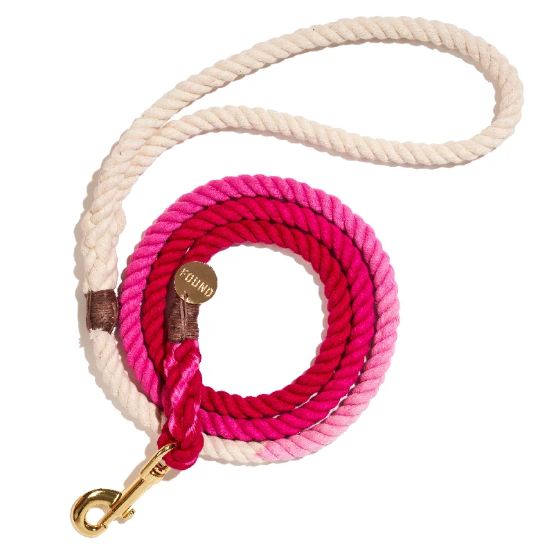 Magenta Ombre Cotton Rope Dog Leash, Standard - 5FT