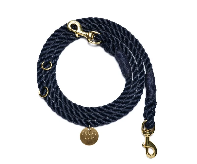 Navy Rope Dog Leash| Bolt Snaps, Adjustable