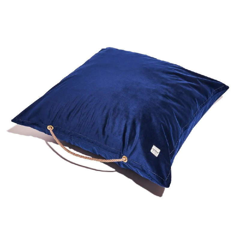 Navy Washable Velvet Dog Bed