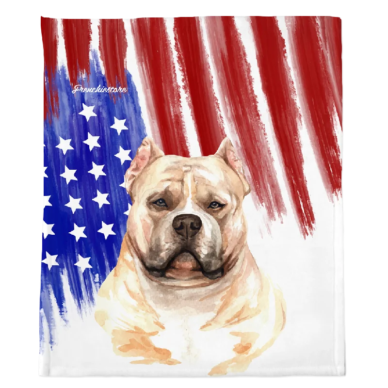 Patriotic American Bully Blanket | American dog in Watercolors