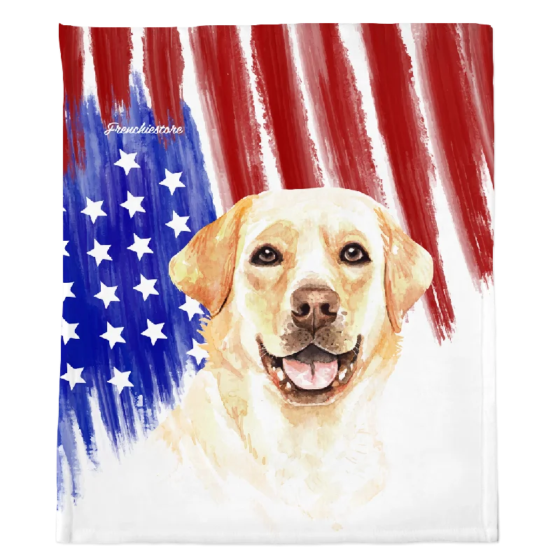 Patriotic Labrador Retriever Blanket | American dog in Watercolors