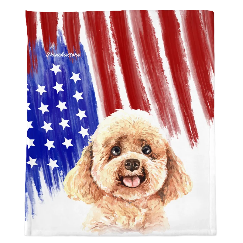 Patriotic Toy Poodle Blanket | American dog in Watercolors