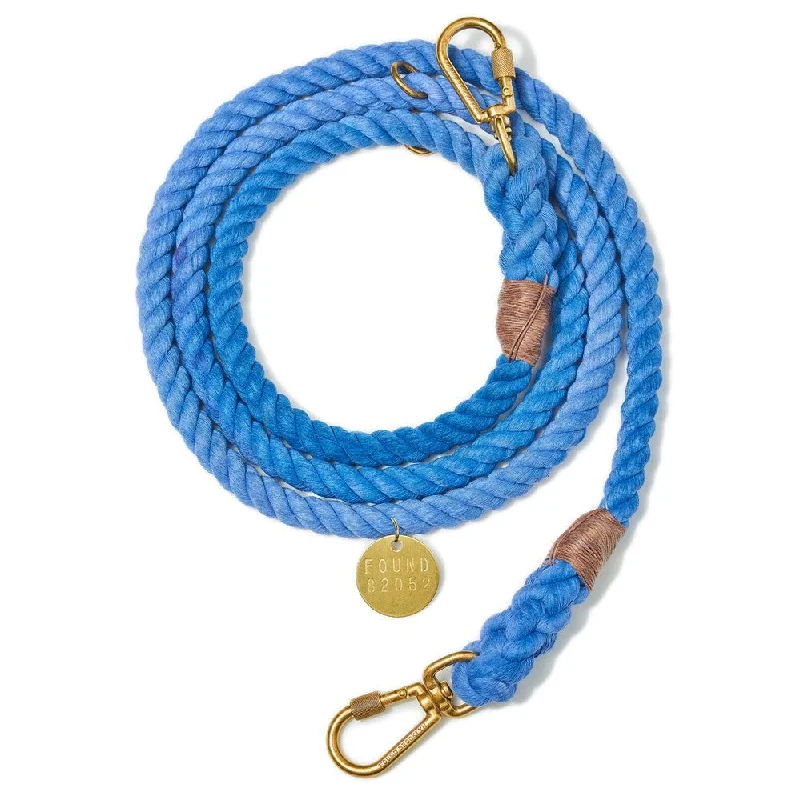 Periwinkle Cotton Rope Dog Leash Adjustable