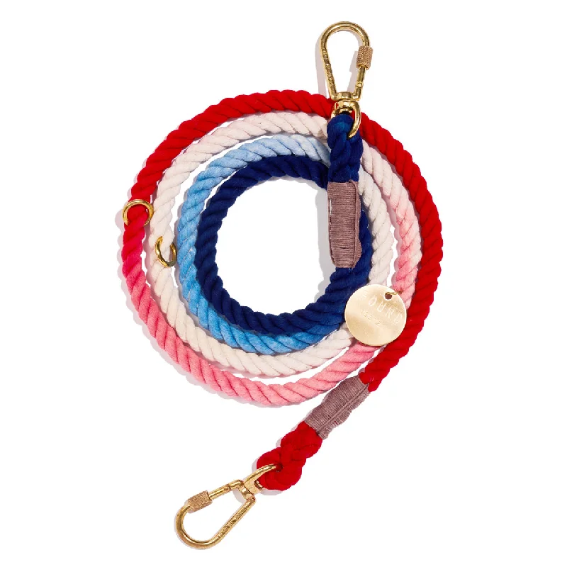 Red White Blue Rope Dog Leash, Adjustable