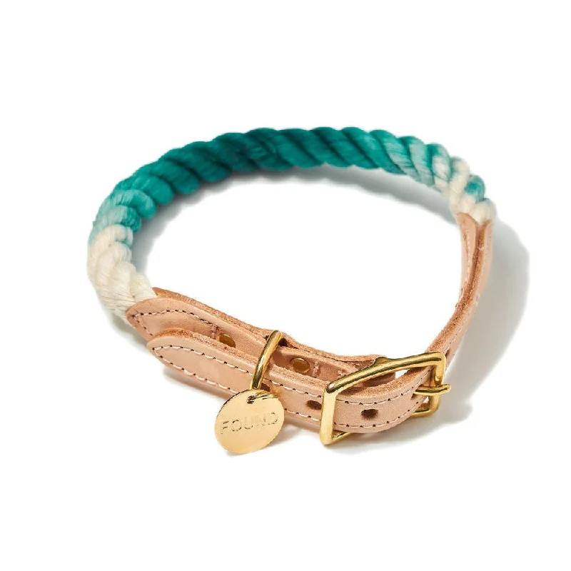 Teal Ombre Cotton Rope Cat & Dog Collar