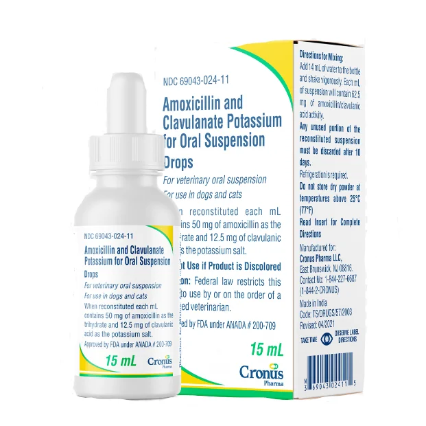 Amoxicillin and Clavulanate Potassium Oral Suspension 15ml (50mg/ml)