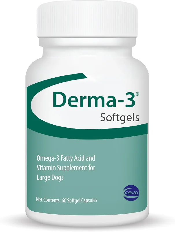 Ceva Derma-3  Omega-3 Fatty Acid & Vitamins for Large Dogs (60 soft gels)