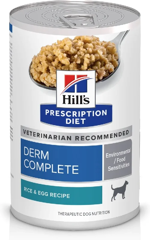 Hill's Prescription Diet Derm Complete Rice & Egg Recipe Wet Dog Food (13 oz x 12 cans)