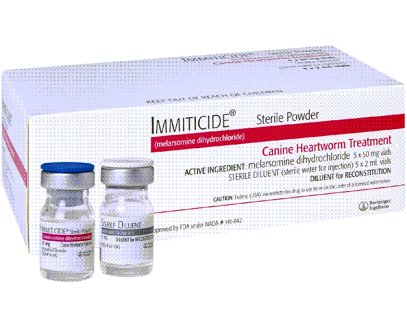 Immiticide Injection - Heartworm Treatment For Dogs 50mg, 2mL (5 vials)