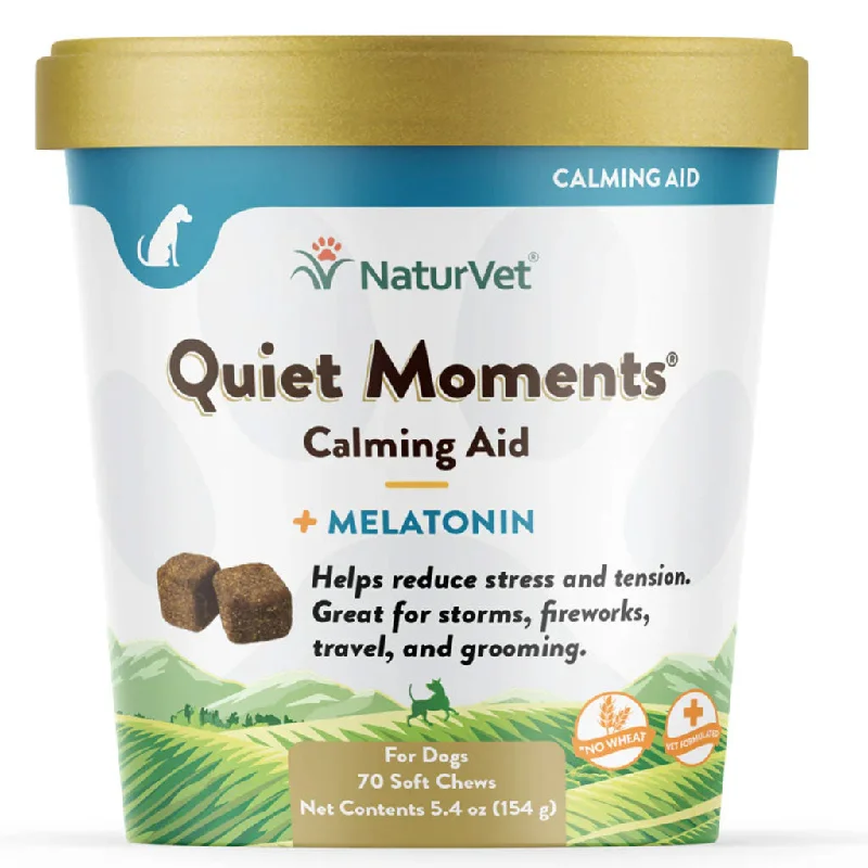 NaturVet Quiet Moments Calming Aid Plus Melatonin Soft Chews for Dogs