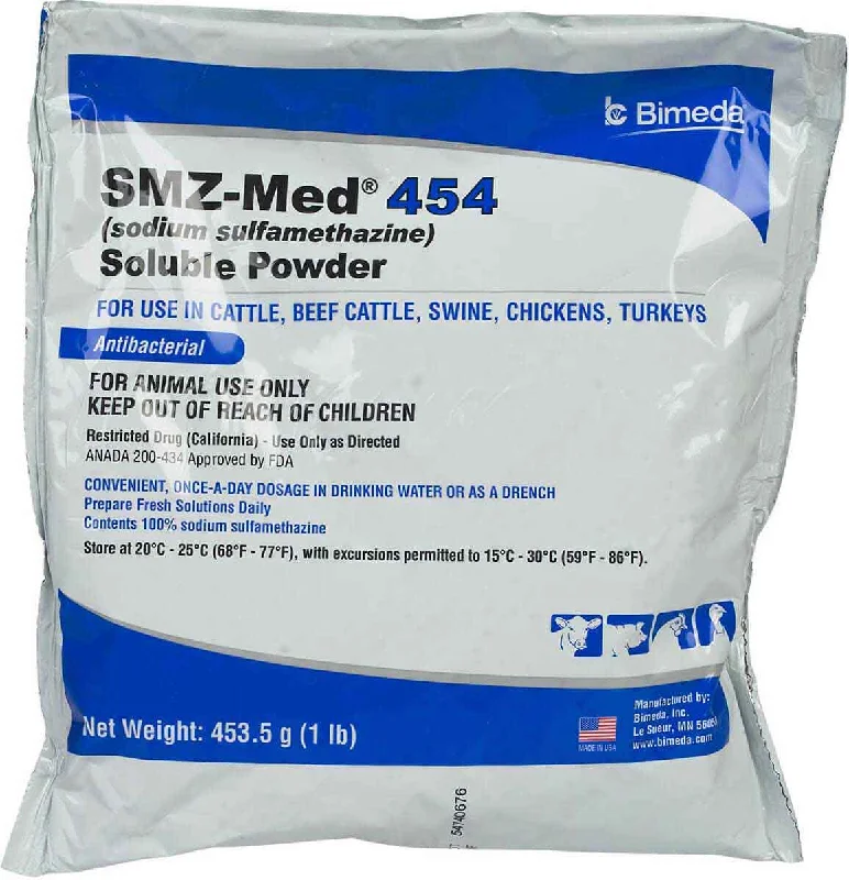 SMZ-Med 454 (sodium sulfamethazine) Soluble Powder (1 lb)