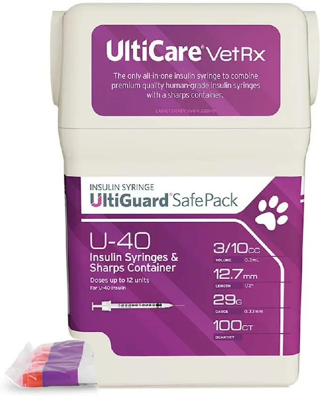 UltiCare VetRx UltiGuard Safe Pack, 0.3 cc, U-40, 29 x 1/2 Syringes (100 ct)