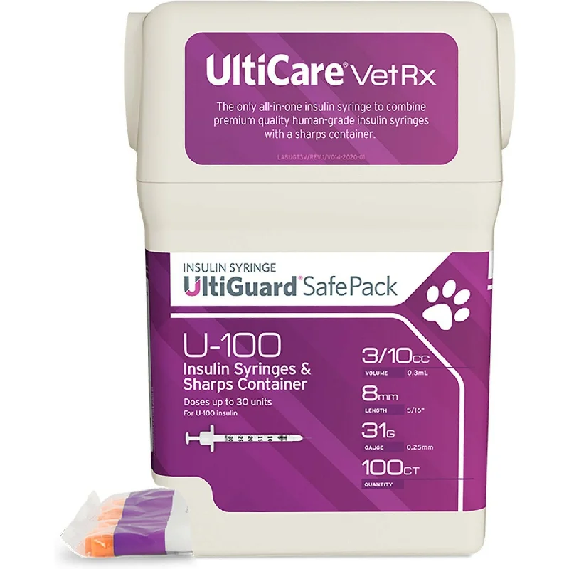 UltiCare VetRx UltiGuard Safe Pack, 0.3 cc, U-100, 31 x 5/16 Syringes (100 ct)