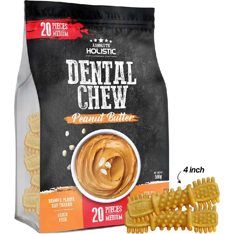 34% OFF: Absolute Holistic Peanut Butter Medium Grain-Free Dental Dog Chews 20pc