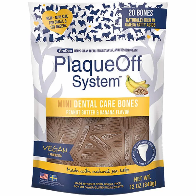 10% OFF: ProDen PlaqueOff Mini Dental Care Bones Peanut Butter & Banana Flavor Grain-Free Dog Treats 340g