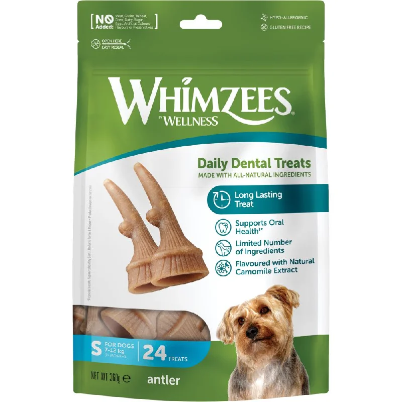 Whimzees Occupy Chews Antler Small Grain-Free Dental Dog Treats 24pc