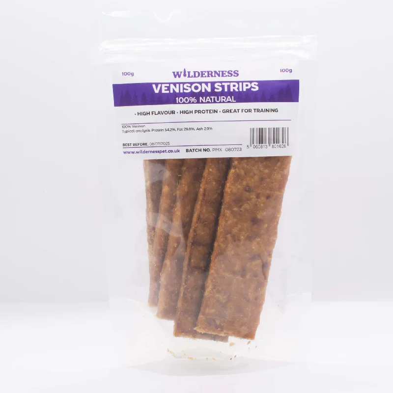 Wilderness 100% Natural Venison Strips 100g Pack